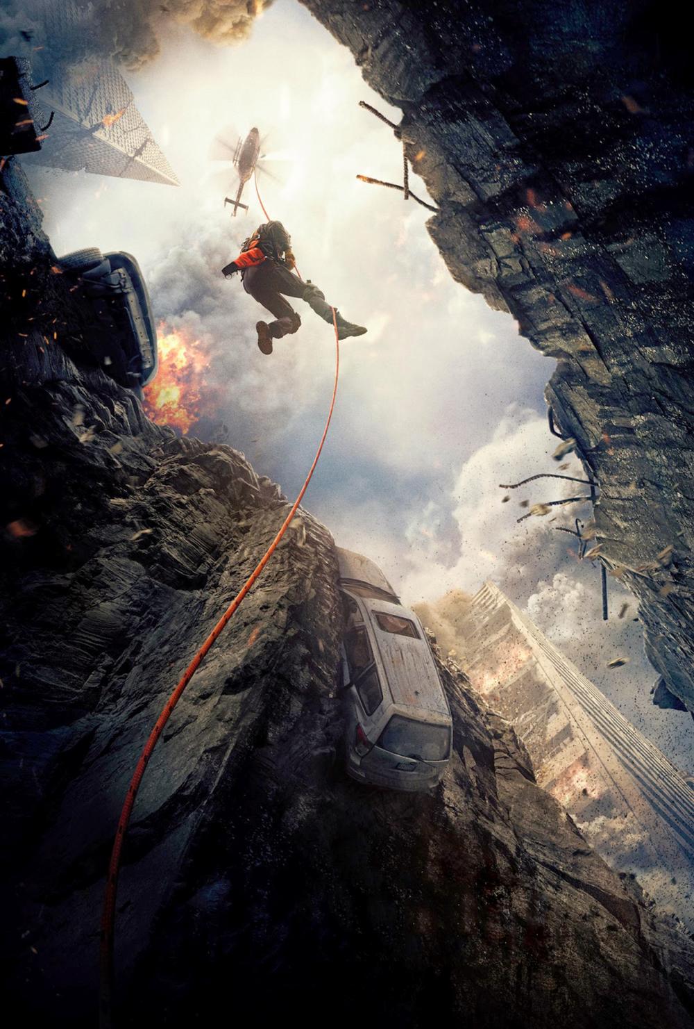 When the United States is “hit” by a 9.6 magnitude earthquake, San Andreas shows Johnson as a hero
